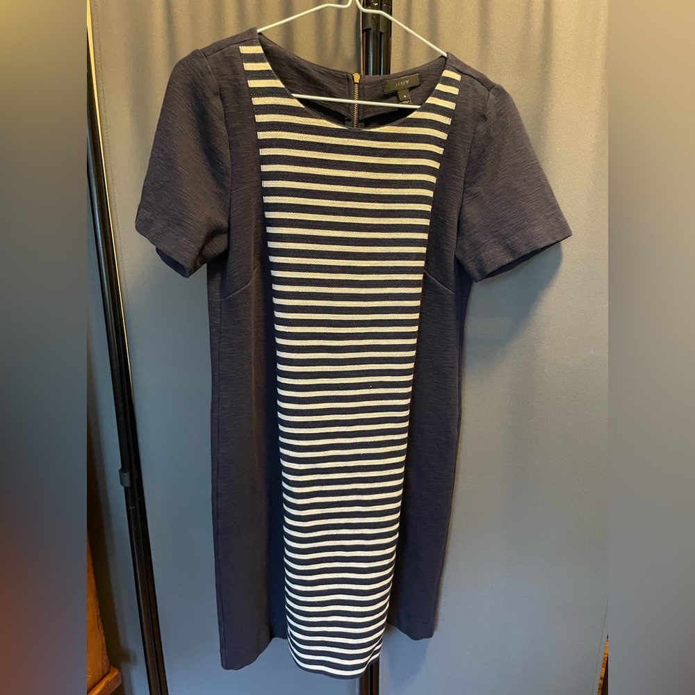 J.Crew Navy Striped Knit Shift Dress Size 4